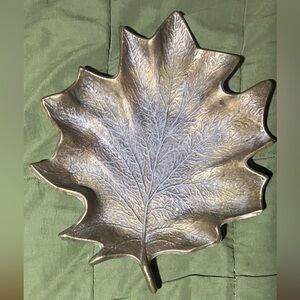 Vintage brass maple leaf trinket dish